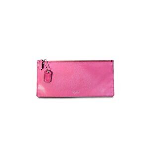 Coach Bag Pink Wallet Pouch Leather Womens Purse